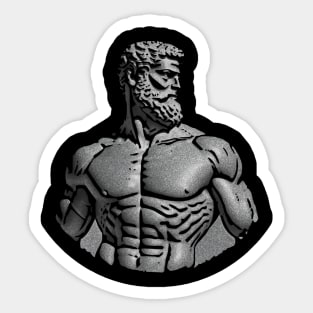 Ancient Greek Statue Of A Bearded Man With Muscular Physique Sticker